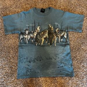 Vintage Habitat XCIV Blue Wolf Pack Single Stitch Graphic T-Shirt